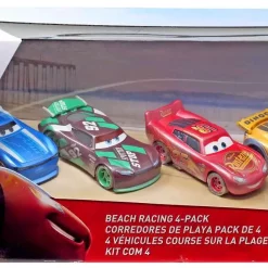 Coupon 💯 Disney / Pixar Cars Cars 3 Fireball Beach Racers Lightning McQueen, Cam Spinner, Dinoco Cruz Ramirez & Sheldon Shifter Diecast Car 4-Pack [Damaged Package] 🎉
