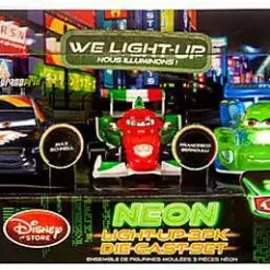 Flash Sale 🌟 Disney / Pixar Cars Neon Light-Up Die Set #2 Exclusive Diecast Car 3-Pack [Damaged Package] 🌟