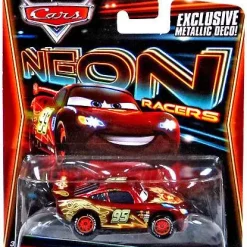 Best Sale 😀 Disney / Pixar Cars Neon Racers Lightning McQueen Exclusive Diecast Car [Metallic Deco] 👏