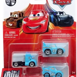 Cheapest 😀 Disney / Pixar Cars Die Cast Metal Mini Racers Gray, Strip Weathers AKA "The King" & Dinoco Lightning McQueen Car 3-Pack 👏