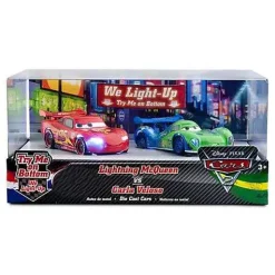 Best Pirce 😍 Disney / Pixar Cars Cars 2 Light Up Lightning McQueen vs. Carla Veloso Exclusive Diecast Car Set [Damaged Package] 🎉
