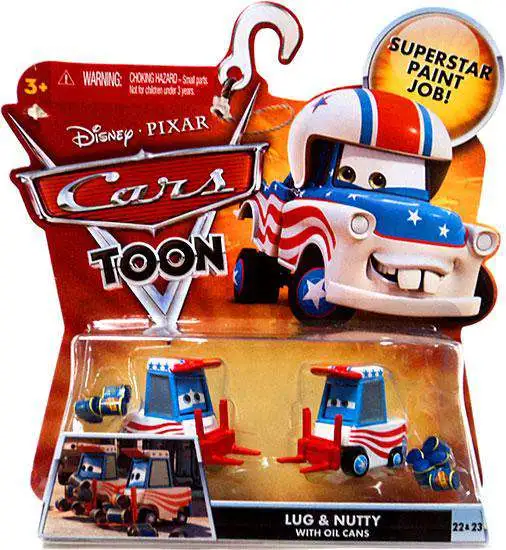 Hot Sale โ Disney / Pixar Cars Cars Toon Main Series Lug & Nutty with Oil Cans Diecast Car #22 & 23 ๐ 1 Hot Sale โ Disney / Pixar Cars Cars Toon Main Series Lug & Nutty with Oil Cans Diecast Car #22 & 23 ๐