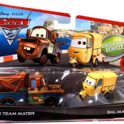 Best deal 🤩 Disney / Pixar Cars Cars 2 Race Team Mater & Sal Machiani Diecast Car 2-Pack [Damaged Package] 🧨