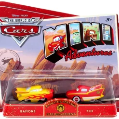Best deal ✨ Disney / Pixar Cars The World of Cars Mini Adventures Radiator Springs Fire Department Plastic Car 2-Pack [Ramone & Flo] 😍