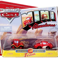 Best Pirce 🔔 Disney / Pixar Cars The World of Cars Mini Adventures Lightning McQueen's Team Plastic Car 2-Pack [Lizzie & Sally] 🔔